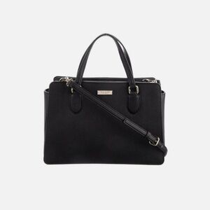 KATE SPADE Saffiano Black Leather Medium Square Tote Bag Purse